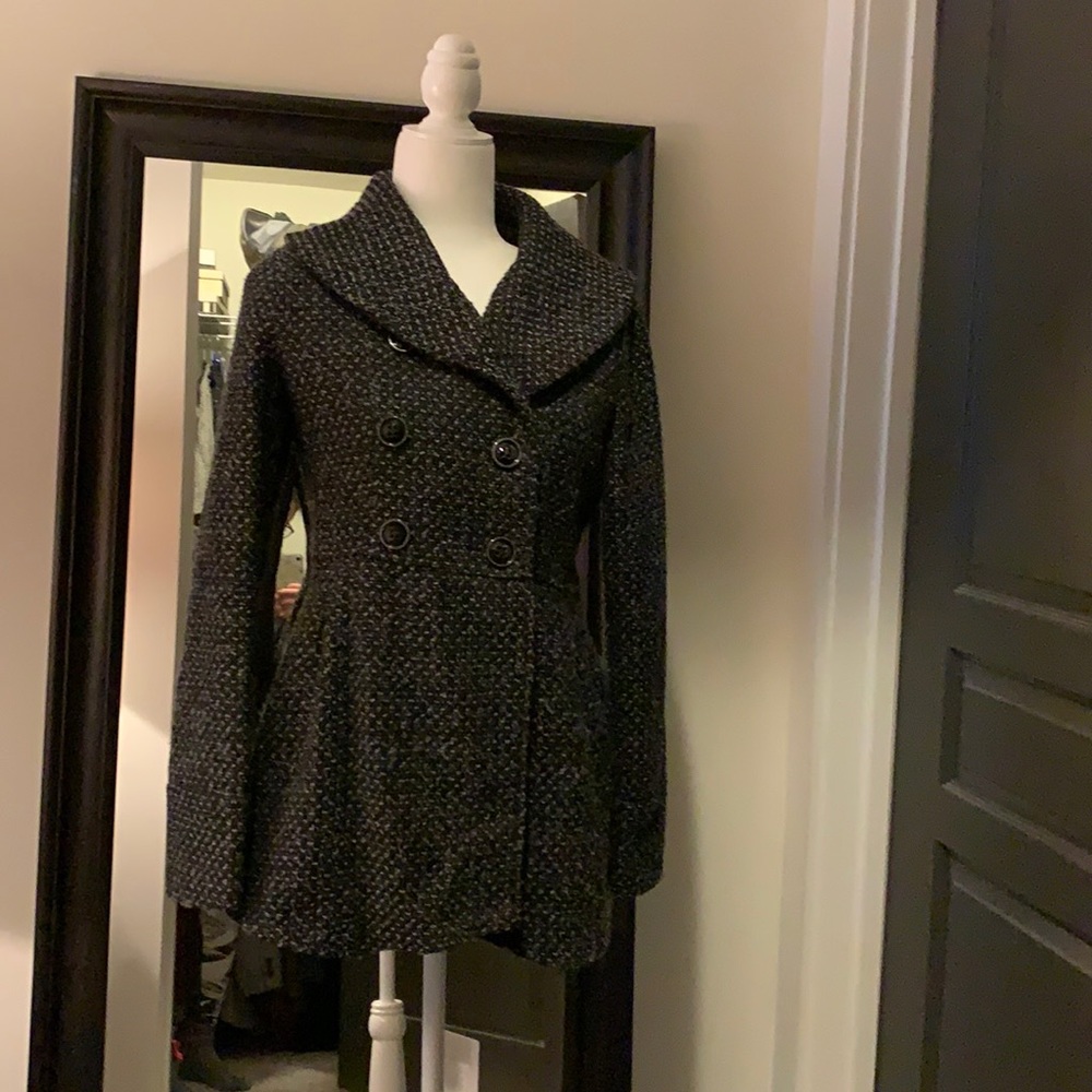 Grey/Black Pea Coat- Size XS